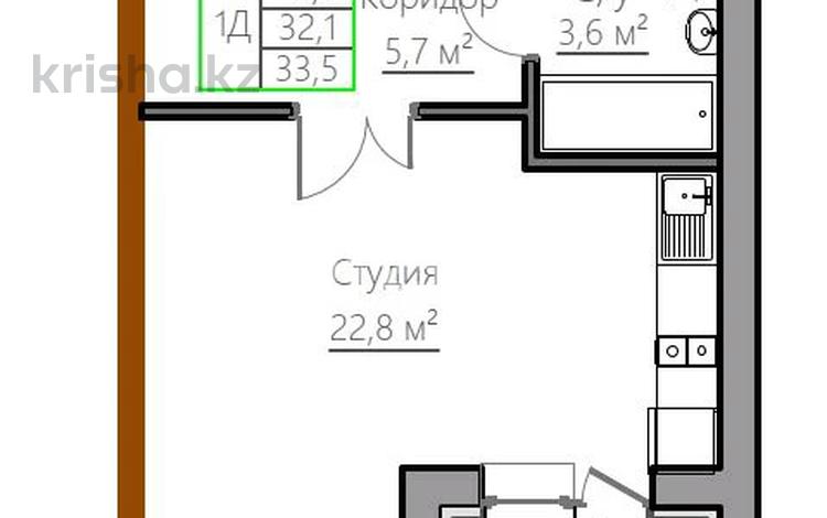 1-комнатная квартира · 33.5 м² · 3/5 этаж, Киснеревых 93 за ~ 12.7 млн ₸ в Бурабае — фото 2