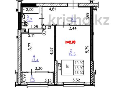 1-комнатная квартира · 47.3 м² · 5/12 этаж, Бауыржана Момышулы 5/3 — Монке би за 35 млн ₸ в Алматы, Алатауский р-н