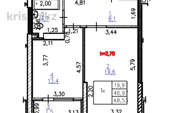 1-комнатная квартира · 47.3 м² · 5/12 этаж, Бауыржана Момышулы 5/3 — Монке би за 35 млн ₸ в Алматы, Алатауский р-н — фото 2