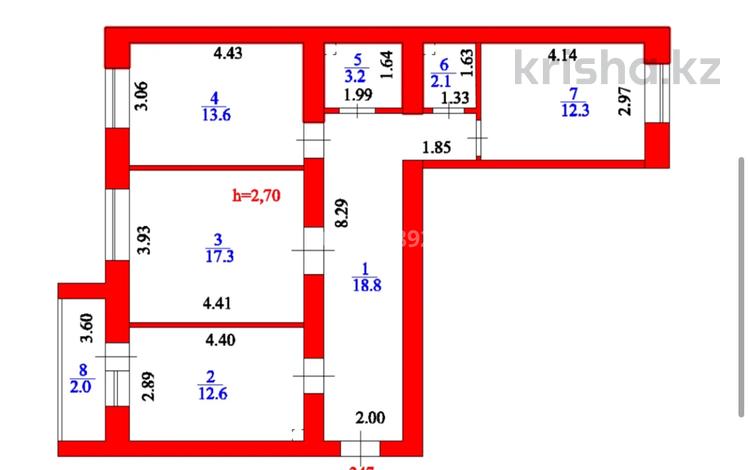 3-бөлмелі пәтер, 81.9 м², 5/9 қабат, Нажмиденова 52, бағасы: 29.5 млн 〒 в Астане, Алматы р-н — фото 3