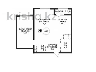 2-комнатная квартира · 69.1 м² · 14/16 этаж, Сатпаева 90/58 за 55 млн ₸ в Алматы, Бостандыкский р-н