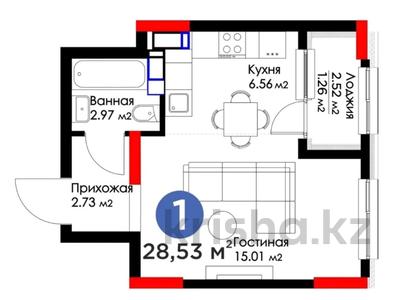 1-комнатная квартира, 28.53 м², 6/21 этаж, Роза Багланова 12/5 за 15.5 млн 〒 в Астане, Есильский р-н