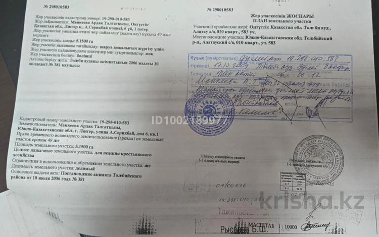 Участок · 3.75 га, Толебийский район, Алатау с/о за 300 млн ₸ в Туркестанской обл. — фото 2