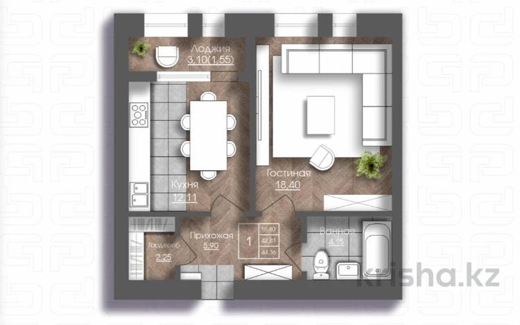 1-комнатная квартира · 44.36 м², мкр. Алтын орда 228/3 — РЯДОМ НОВАЯ ШКОЛА И САДИК за ~ 15.1 млн 〒 в Актобе — фото 2
