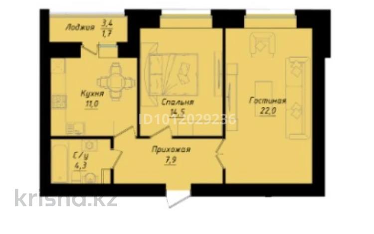 2-комнатная квартира · 62 м² · 4/12 этаж, Просп. Улы Дала 40 за 36.5 млн ₸ в Астане, Есильский р-н — фото 6
