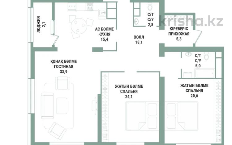 4-комнатная квартира · 163 м² · 19 этаж, Аль-Фараби 41 — БЕЗ КОМИССИИ за ~ 153.6 млн ₸ в Алматы, Бостандыкский р-н — фото 2