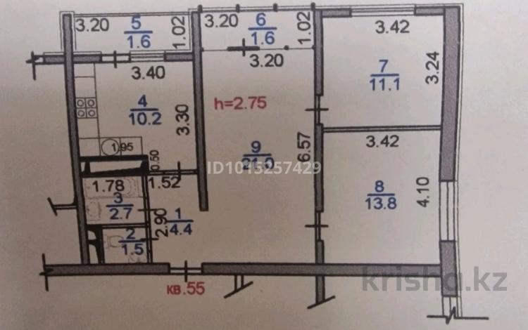 3-комнатная квартира · 68.9 м² · 2/12 этаж, мкр Дарабоз 19 за 48 млн ₸ в Алматы, Алатауский р-н — фото 2
