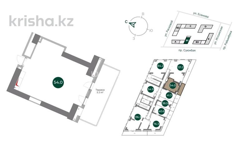 2-бөлмелі пәтер · 54 м² · 3/16 қабат, Райымбека 15б — Суюнбая, бағасы: 41.2 млн ₸ в Алматы, Жетысуский р-н — фото 2