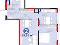 2-бөлмелі пәтер · 59 м² · 10/15 қабат, Турара Рыскулова 18/7, бағасы: 45.5 млн 〒 в Астане, Есильский р-н