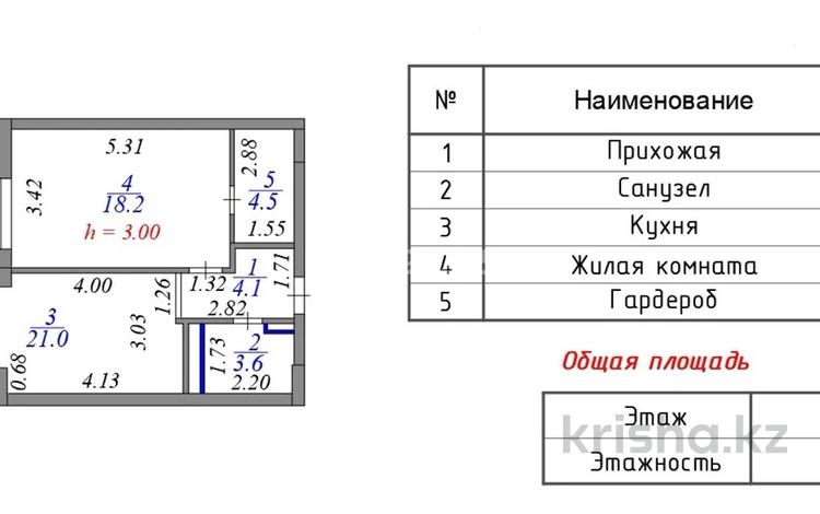 1-бөлмелі пәтер, 51.4 м², 9/10 қабат, Толе би 53, бағасы: 31 млн 〒 в Астане, Нура р-н — фото 2