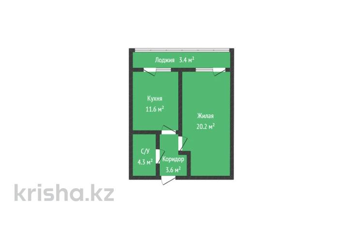 1-бөлмелі пәтер · 43.1 м² · 7/9 қабат, Зелёная 25/1блокБ, бағасы: 21.5 млн ₸ в Костанае — фото 3