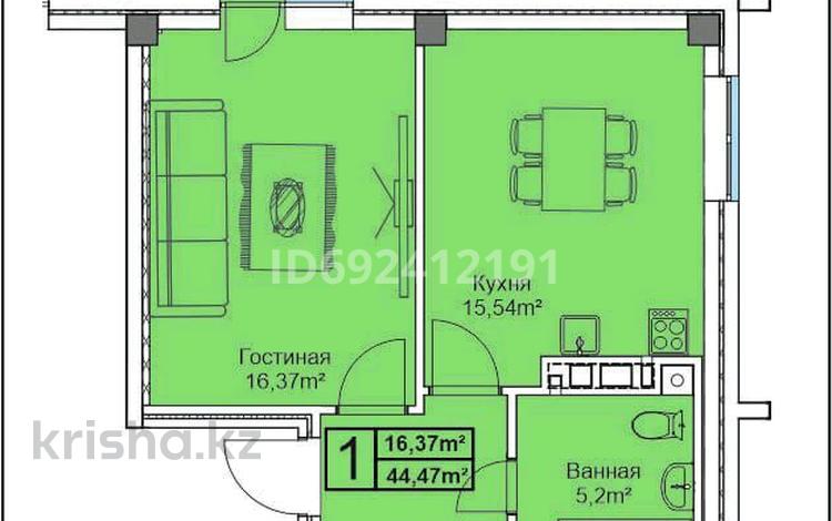 1-комнатная квартира, 44.5 м², 2/5 этаж, Каирбекова 453 за ~ 15.1 млн 〒 в Костанае — фото 2