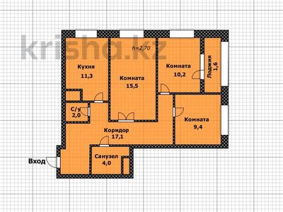 3-комнатная квартира, 71 м², 2/22 этаж, Роза Багланова 6 за 38 млн 〒 в Астане, Есильский р-н