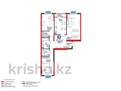 3-комнатная квартира, 97.36 м², 3 этаж, Нурсултана Назарбаева 1 за ~ 49.4 млн 〒 в Шымкенте, Каратауский р-н