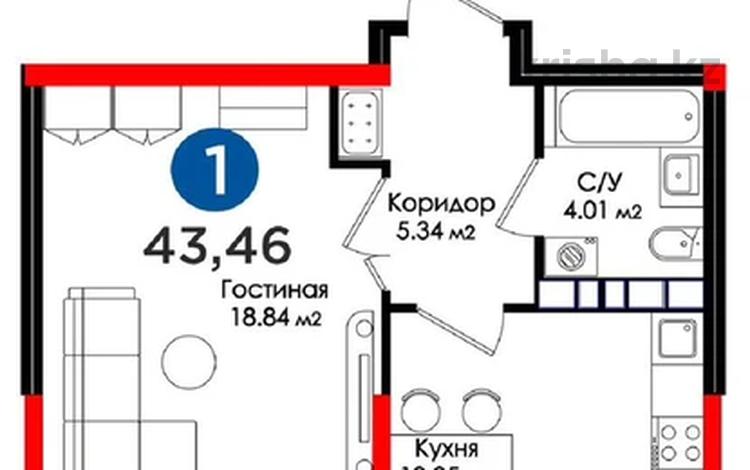 1-комнатная квартира, 44 м², 2/12 этаж, Минина 10 за 60 млн 〒 в Алматы, Бостандыкский р-н — фото 2