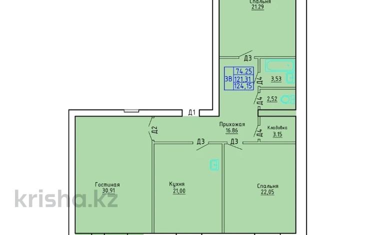 3-комнатная квартира · 124.15 м² · 4/5 этаж, мкр. Алтын орда за ~ 29.8 млн 〒 в Актобе, мкр. Алтын орда — фото 2