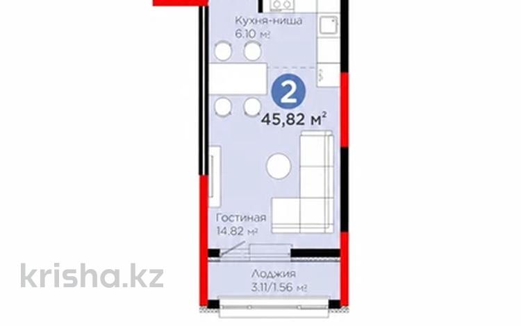 2-комнатная квартира · 46 м² · 9/14 этаж, Е 908 23 за 26.4 млн ₸ в Астане, Нура р-н — фото 2
