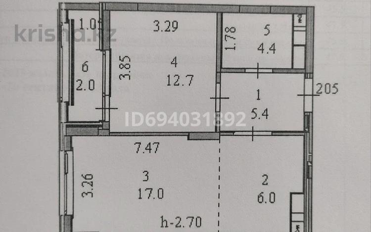 2-комнатная квартира, 48 м², 7/9 этаж, А102 11/2 за 19.5 млн 〒 в Астане, Алматы р-н — фото 2