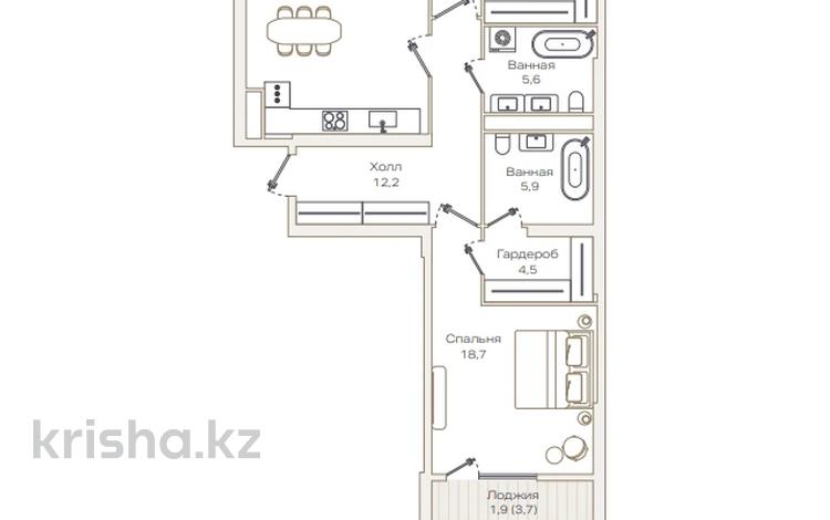 3-комнатная квартира · 102.2 м², Проспект Аль-Фараби и улица Маркова — БЕЗ КОМИССИИ за ~ 134.8 млн ₸ в Алматы, Бостандыкский р-н — фото 9
