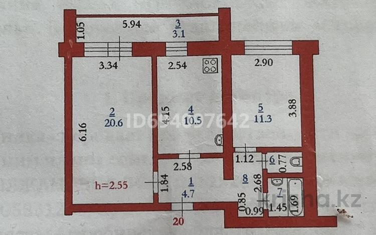 2-комнатная квартира · 57 м² · 4/9 этаж, мкр Болашак 131Б за 18 млн ₸ в Актобе — фото 2