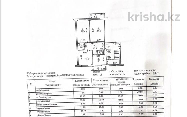 3-комнатная квартира, 90.9 м², 3/6 этаж, Мкр Наурыз 2 за 34 млн 〒 в Костанае — фото 2