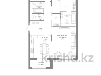 3-комнатная квартира · 108.8 м² · 2/12 этаж, А 32 2Б — БЕЗ КОМИССИИ! Выбор по этажам! за ~ 102.9 млн ₸ в Астане