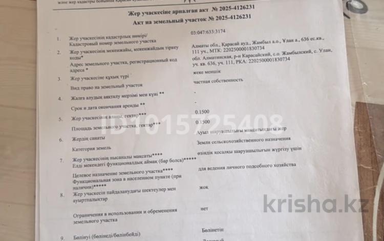 Участок · 15 соток, Улан 636 — Сентралный ул вдол дороги за 15 млн ₸ — фото 2