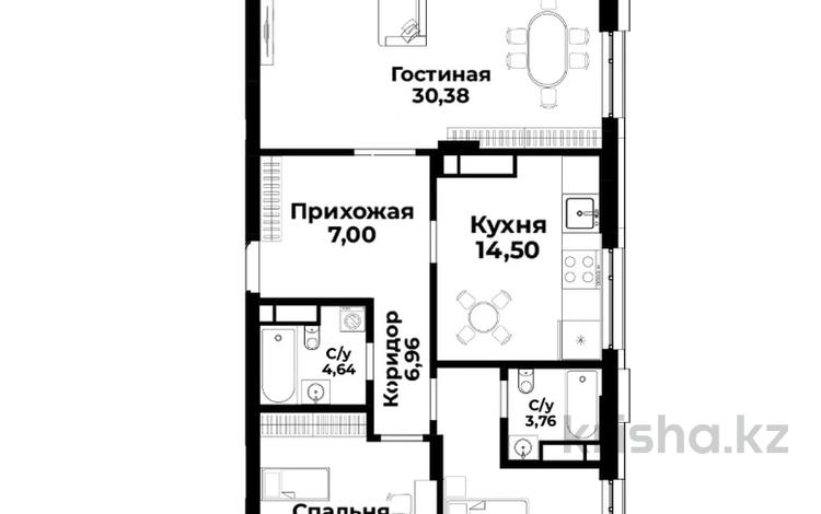 3-комнатная квартира · 96.99 м² · 9/12 этаж, Р. Кошкарбаева 1 — К. Куанышбаева! БЕЗ КОМИССИИ за ~ 62.7 млн ₸ в Астане, Сарайшык р-н — фото 2