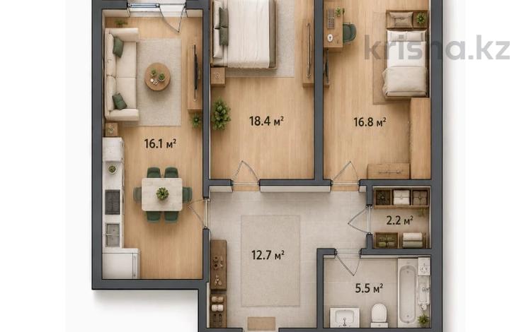 3-бөлмелі пәтер · 75 м² · 5/7 қабат, СТ Монтажник, Алатауская трасса, бағасы: 46.9 млн ₸ в  — фото 3