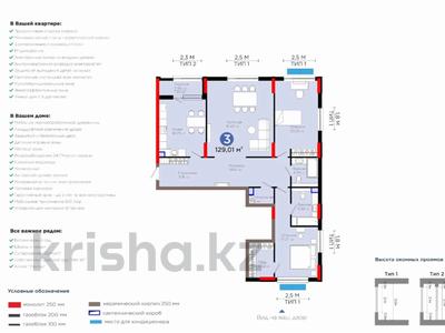 3-комнатная квартира · 129 м² · 5/9 этаж, Е 116 2 за 148 млн ₸ в Астане, Есильский р-н