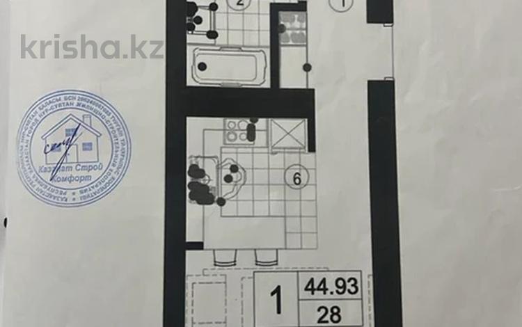 1-комнатная квартира · 44 м² · 1/7 этаж, Байтурсынова 37/3 за 20 млн ₸ в Астане, Алматы р-н — фото 2
