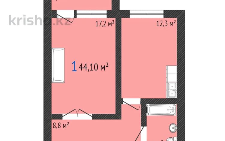 1-бөлмелі пәтер · 44.1 м² · 3/5 қабат, береке 161, бағасы: ~ 15.9 млн 〒 в Костанае — фото 2