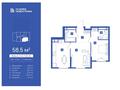 2-бөлмелі пәтер · 58.5 м² · 2/6 қабат, Мкр.Шугла 25Б, бағасы: 28.9 млн ₸ в Абай — фото 2