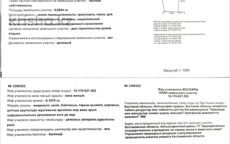 Участок · 20 соток, Алтынсарино (Костанайский район) за 13 млн ₸ — фото 2