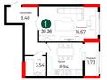 1-комнатная квартира · 39.36 м², пр. Улы Дала за ~ 23.8 млн ₸ в Астане, Нура р-н — фото 3