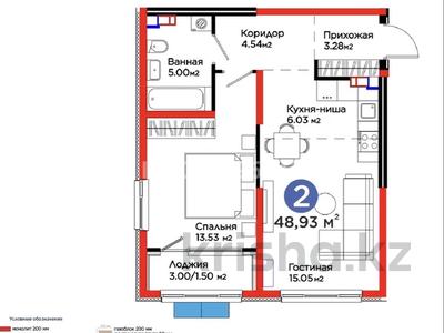 2-бөлмелі пәтер · 48.93 м² · 3/6 қабат, Тараз 8/1, бағасы: 43.5 млн ₸ в Алматы, Турксибский р-н