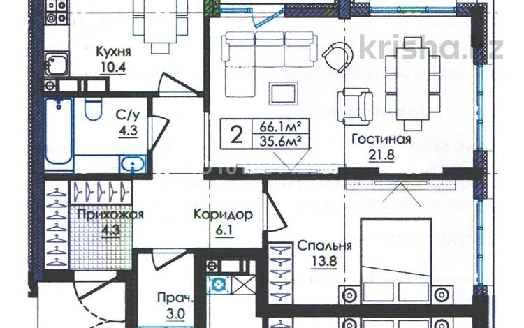 2-комнатная квартира · 67 м² · 3/16 этаж, Тауелсиздик — Б. Момышулы за 42 млн ₸ в Астане, Алматы р-н — фото 2