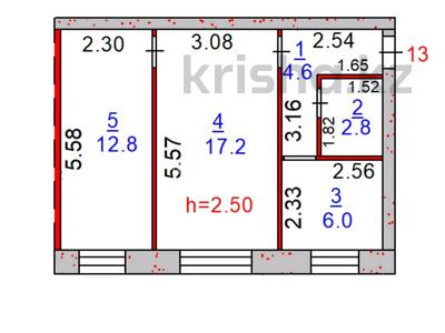 2-бөлмелі пәтер · 43.5 м² · 1/3 қабат, Толстого 120 — Радуга, жд вокзал, АзияЭкспрессс, бағасы: 15 млн ₸ в Костанае