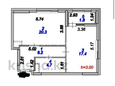 2-комнатная квартира · 52.4 м² · 7/9 этаж, Керей и Жанибек хандар 46 за 40 млн ₸ в Астане, Есильский р-н