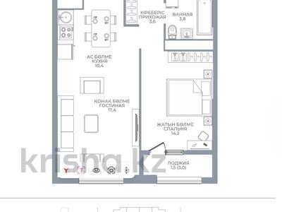2-комнатная квартира · 48 м² · 11/15 этаж, Райымбека 210/27 за ~ 33.6 млн ₸ в Алматы, Алмалинский р-н