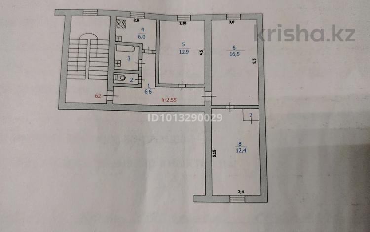3-бөлмелі пәтер · 56 м², Желтоксан 2, бағасы: 9 млн ₸ в  — фото 2