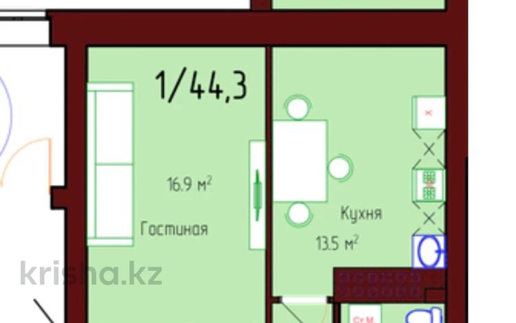 1-бөлмелі пәтер · 44.3 м² · 4/6 қабат, Камшат Доненбаевой 69, бағасы: ~ 17.7 млн ₸ в Костанае — фото 2