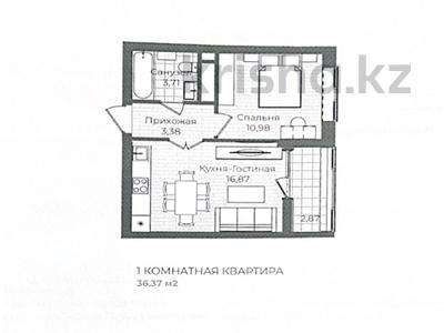 1-бөлмелі пәтер, 37 м², 5/9 қабат, Туран 83/1 — Хусейн Бен талал, бағасы: 18.5 млн 〒 в Астане, Есильский р-н