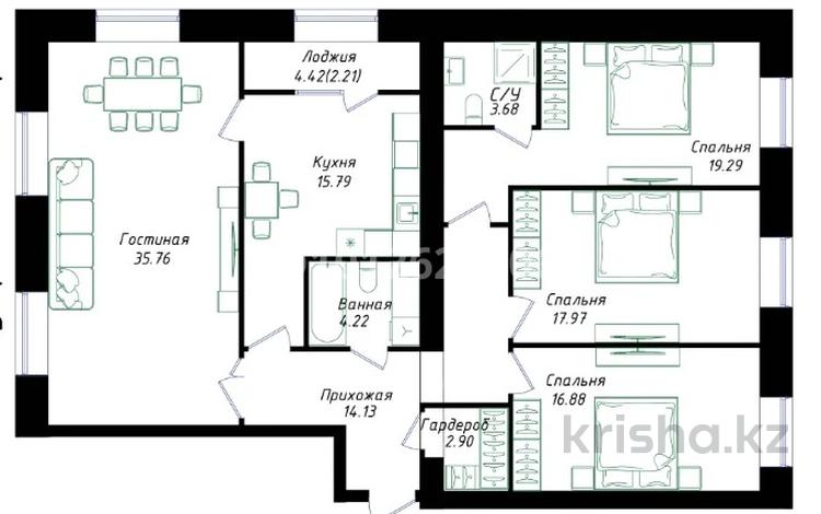 4-комнатная квартира · 132.83 м² · 12/12 этаж, Улы Дала 38/1 — Туран за 87.5 млн ₸ в Астане, Нура р-н — фото 2