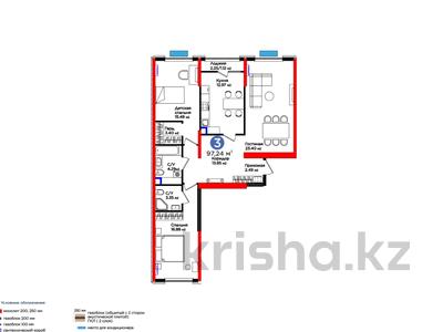 3-комнатная квартира, 97.24 м², 16/16 этаж, Нурсултана Назарбаева за ~ 43.5 млн 〒 в Шымкенте