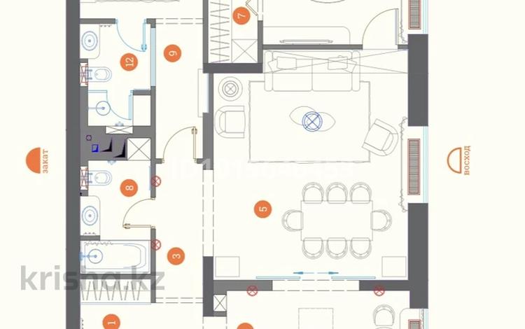 3-бөлмелі пәтер · 110 м² · 18/22 қабат, Сарайшык 34/7, бағасы: 205 млн ₸ в Астане, Есильский р-н — фото 2