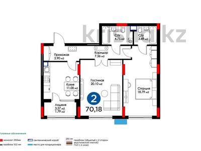 2-комнатная квартира, 70 м², 2 этаж, Мухамедханова 4 — 17% ПРИ 100% ОПЛАТЕ за ~ 38.2 млн 〒 в Астане, Есильский р-н