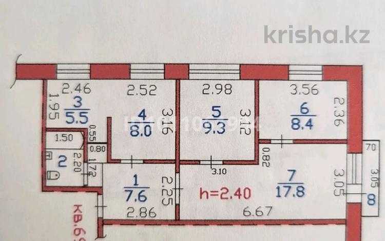 4-бөлмелі пәтер · 60.5 м² · 5/5 қабат, улица Алтынсарина 21, бағасы: 16.8 млн ₸ в  — фото 2