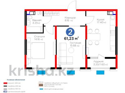 Продажа квартир в Шымкенте: 2-комнатная квартира · 61.23 м² · 7/9 этаж, Байдибек би 115/10 за ~ 33 млн 〒 2-комнатная квартира · 61.23 м² · 7/9 этаж, Байдибек би 115/10 за ~ 33 млн 〒 в Шымкенте, Абайский р-н
