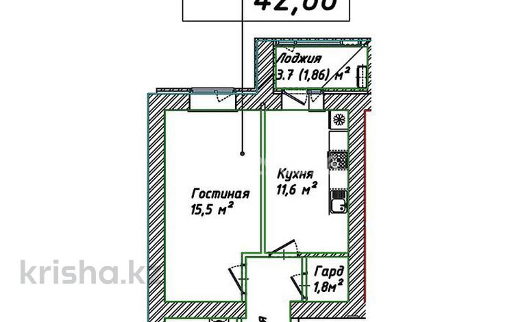 1-комнатная квартира, 45 м², 6/12 этаж, Бейбарыс Султан 25 за 15 млн 〒 в Астане, Сарыарка р-н — фото 2